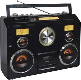 img 1 attached to 🎵 Black Sound Station Portable Stereo Boombox with Bluetooth, CD, AM-FM Radio, and Cassette Recorder