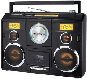 img 4 attached to 🎵 Black Sound Station Portable Stereo Boombox with Bluetooth, CD, AM-FM Radio, and Cassette Recorder