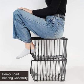 img 1 attached to 🛒 WHIFEA 5-Tier Metal Wire Basket with Wheels and Cover, Stackable Rolling Cart for Fruits, Vegetables, and Storage - Multi-purpose Organizer for Kitchen, Pantry, Closet, Bedroom, Bathroom