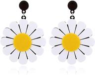 🌼 yooe big acrylic daisy flower dangle earring. exaggeration white daisy eardrop, geometric circle semicircle sun flower dangler earring logo