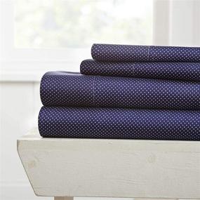 img 4 attached to 🛏️ Linen Market Premium Heart Pattern 4 Piece Queen Bed Sheet Set - Navy Blue