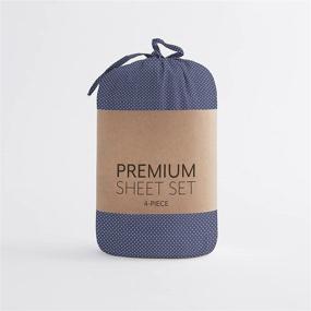 img 3 attached to 🛏️ Linen Market Premium Heart Pattern 4 Piece Queen Bed Sheet Set - Navy Blue