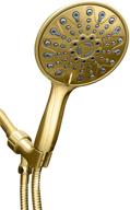 showermaxx elite series 6-setting 6-inch handheld rainfall shower head with extra long stainless steel hose - maxximize rainfall experience, polished brass/gold finish logo