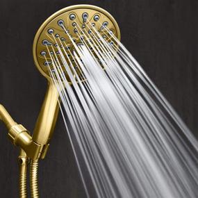 img 3 attached to ShowerMaxx Elite Series 6-Setting 6-Inch Handheld Rainfall Shower Head with Extra Long Stainless Steel Hose - MAXXimize Rainfall Experience, Polished Brass/Gold Finish