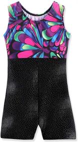 img 3 attached to 🦋 Stunning Sleeveless Biketards for Girls Gymnastics: Sparkling Butterfly Flowers in Hot Pink and Black