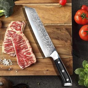 img 2 attached to 🔪 8.5-inch Damascus Chef Knife – Premium Japanese Kitchen Knife with 67-Layer High Carbon Stainless Steel Blade – Includes Sheath & Gift Box