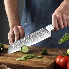 img 3 attached to 🔪 8.5-inch Damascus Chef Knife – Premium Japanese Kitchen Knife with 67-Layer High Carbon Stainless Steel Blade – Includes Sheath & Gift Box