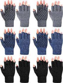 img 4 attached to 🧤 Anti-Slip Stretchy Fingerless Texting Mittens