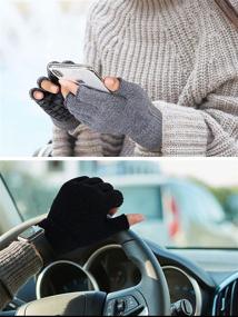 img 3 attached to 🧤 Anti-Slip Stretchy Fingerless Texting Mittens