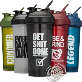 img 4 attached to 🍶 Hydra Cup [5 Pack] OG Shaker Bottles: 28-Ounce Protein Shaker Cups with Stand Out Colors & Logos - Max Value Blender Pack, Version Two