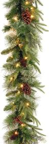 img 4 attached to 🎄 National Tree Company Pre-Lit 'Feel Real' Artificial Christmas Garland with Pine Cones, 9ft, Green
