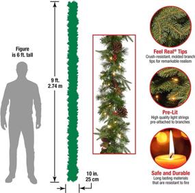 img 2 attached to 🎄 National Tree Company Pre-Lit 'Feel Real' Artificial Christmas Garland with Pine Cones, 9ft, Green