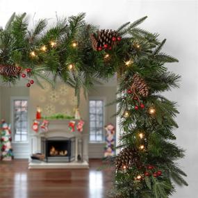 img 3 attached to 🎄 National Tree Company Pre-Lit 'Feel Real' Artificial Christmas Garland with Pine Cones, 9ft, Green