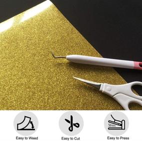 img 2 attached to 👕 Premium TeeArtist Gold Glitter HTV for T-Shirts | Easy Cut & Weed | 12"x10" Sheets | Silhouette Cameo, Cricut Compatible (Pack of 3)