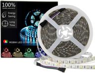 🌈 waterproof rgbw led light strip - 16.4ft/5m smd 5050, rgb + warm white, 300 leds, color changing flexible rope lights for party, bedroom, home, car, boat, tv decoration логотип