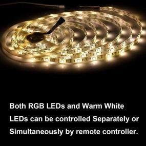 img 3 attached to 🌈 Waterproof RGBW LED Light Strip - 16.4ft/5M SMD 5050, RGB + Warm White, 300 LEDs, Color Changing Flexible Rope Lights for Party, Bedroom, Home, Car, Boat, TV Decoration