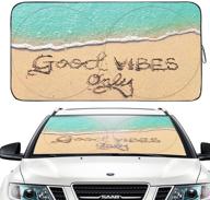 🌞 gven windshield shade, car sun shade for front windshield - good vibes sun visor protector, blocks uv rays, foldable 210t - keep your vehicle cool (good vibes, large) logo