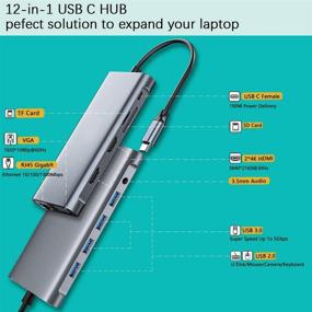 img 3 attached to 🔌 12-in-1 USB C Docking Station: Triple Display 4K HDMI, VGA, PD100W, Gigabit Ethernet RJ45 - Compatible with MacBook and Windows