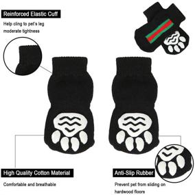 img 3 attached to Lanboer Anti-Slip Knit Dog Socks: 4-Piece Indoor Paw Protectors with Traction Control, Grips and Rubber Reinforcement