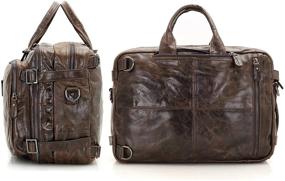 img 2 attached to 🎒 Genuine Leather Vintage Briefcase Laptop Backpack Messenger Bag by Berchirly