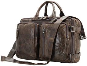 img 4 attached to 🎒 Genuine Leather Vintage Briefcase Laptop Backpack Messenger Bag by Berchirly