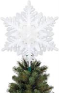 🌲 lighted snowflake tree topper - padoo christmas clearance - four layers with white glitter for christmas tree decoration logo