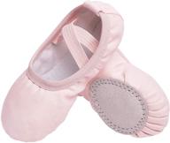 stelle girls canvas ballet slippers: premium leather-soled dance shoes for toddlers and little kids logo