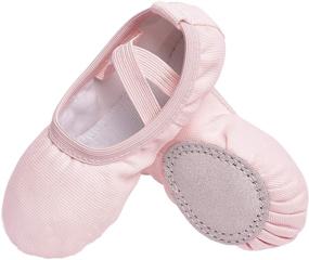 img 4 attached to Stelle Girls Canvas Ballet Slippers: Premium Leather-Soled Dance Shoes for Toddlers and Little Kids