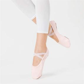 img 3 attached to Stelle Girls Canvas Ballet Slippers: Premium Leather-Soled Dance Shoes for Toddlers and Little Kids