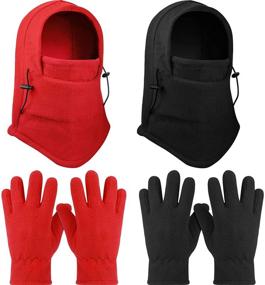 img 4 attached to 🎿 Children's Ski Balaclava Hat with Windproof Fleece Gloves – Kid Winter Essential