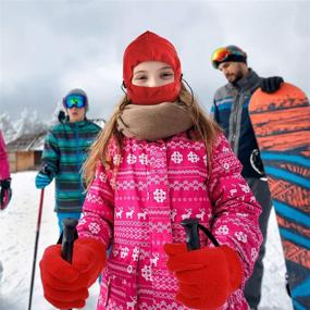 img 1 attached to 🎿 Children's Ski Balaclava Hat with Windproof Fleece Gloves – Kid Winter Essential