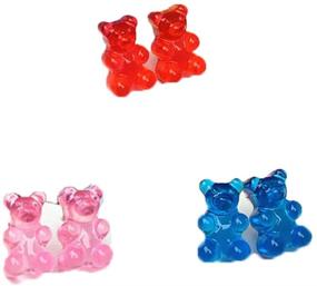 img 1 attached to 🐻 RUIZHEN Colorful Creative Cute Gummy Bear Stud Earrings for Girls - Pack of 3 Pairs