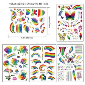 img 2 attached to Colorful Rainbow Temporary Tattoos: 200+ Konsait Butterfly/Flower/Heart/Rainbow Waterproof Body Art Stickers for Boys & Girls - Perfect for Birthday Parties, Pride Celebrations & Parades!