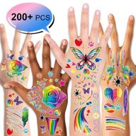 colorful rainbow temporary tattoos: 200+ konsait butterfly/flower/heart/rainbow waterproof body art stickers for boys & girls - perfect for birthday parties, pride celebrations & parades! logo