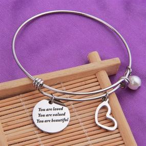 img 1 attached to 🌟 LQRI You are Loved You are Valued You are Beautiful Inspirational Bracelet - Expandable Charm Bracelet Gift Ideas (You are Valued Bracelet)