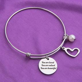 img 2 attached to 🌟 LQRI You are Loved You are Valued You are Beautiful Inspirational Bracelet - Expandable Charm Bracelet Gift Ideas (You are Valued Bracelet)