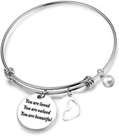 🌟 lqri you are loved you are valued you are beautiful inspirational bracelet - expandable charm bracelet gift ideas (you are valued bracelet) logo