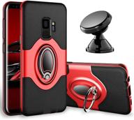 📱 red esamcore ring holder kickstand case for samsung galaxy s9 with dashboard magnetic phone car mount logo