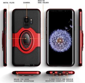 img 3 attached to 📱 Red eSamcore Ring Holder Kickstand Case for Samsung Galaxy S9 with Dashboard Magnetic Phone Car Mount