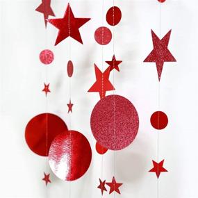 img 1 attached to 🎊 Decor365 Red Circle Dots Streamer with Twinkle Star Garlands – Perfect for Valentines Party, Chinese New Year, Bridal Shower, Baby Shower, Showcase, Wedding Curtains Props and More! Glitter Banner for Stylish Decorations