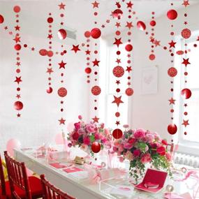 img 4 attached to 🎊 Decor365 Red Circle Dots Streamer with Twinkle Star Garlands – Perfect for Valentines Party, Chinese New Year, Bridal Shower, Baby Shower, Showcase, Wedding Curtains Props and More! Glitter Banner for Stylish Decorations