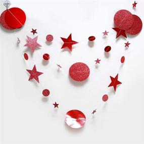 img 2 attached to 🎊 Decor365 Red Circle Dots Streamer with Twinkle Star Garlands – Perfect for Valentines Party, Chinese New Year, Bridal Shower, Baby Shower, Showcase, Wedding Curtains Props and More! Glitter Banner for Stylish Decorations