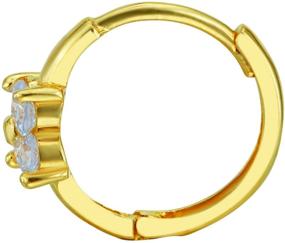 img 1 attached to Stunning 14k Yellow Gold Flower CZ Huggie Earrings: Choose from 2 Vibrant Colors (10 x 10 mm)