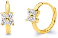 stunning 14k yellow gold flower cz huggie earrings: choose from 2 vibrant colors (10 x 10 mm) logo