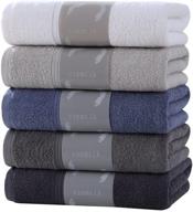 🛀 ultra soft 100% cotton bath towels set in multicolor - pack of 5, 24"x47" - ideal towels for gym, hotel, and economical home use (multicolor) logo
