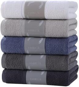 img 4 attached to 🛀 Ultra Soft 100% Cotton Bath Towels Set in Multicolor - Pack of 5, 24"x47" - Ideal Towels for Gym, Hotel, and Economical Home Use (Multicolor)
