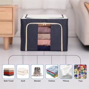 img 1 attached to 📦 Large Capacity 2-Pack Closet Storage Bins Boxes, 72L Oxford Cloth Steel Frame Folding Storage Bag for Clothes, Strong Organizer Basket for Shoes Bedding, Anti Dust, Moisture Resistant Underwear Storage Pouch