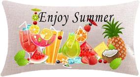 img 2 attached to 🍹 ITFRO Tropical Fruit Beverage Cup Decor Pillow Case: Summer Decorative Gift for Couch, Sofa, Chair – 12x20 Inches, Cotton Linen Cushion Cover