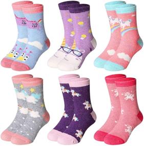 img 4 attached to Теплые и мягкие шерстяные носки для детей - милый анималистический дизайн, плотные термоноски для детей и малышей зимой.