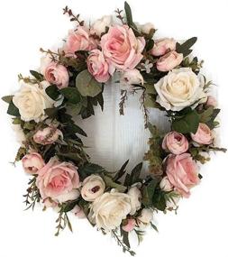 img 3 attached to 🌹 LaHomey 12" Rose Flower Wreath, Peony Garland Wreath for Wedding Christmas Party, Handcrafted Home Decor